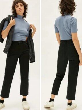 EVERLANE Straight Leg Cropped Jean Size 4 Black
